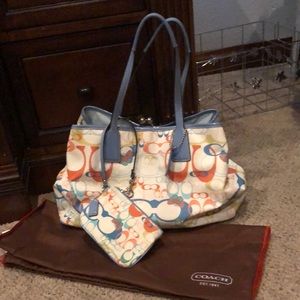 Coach Signature Optic C Multicolor Handbag and Wristlet